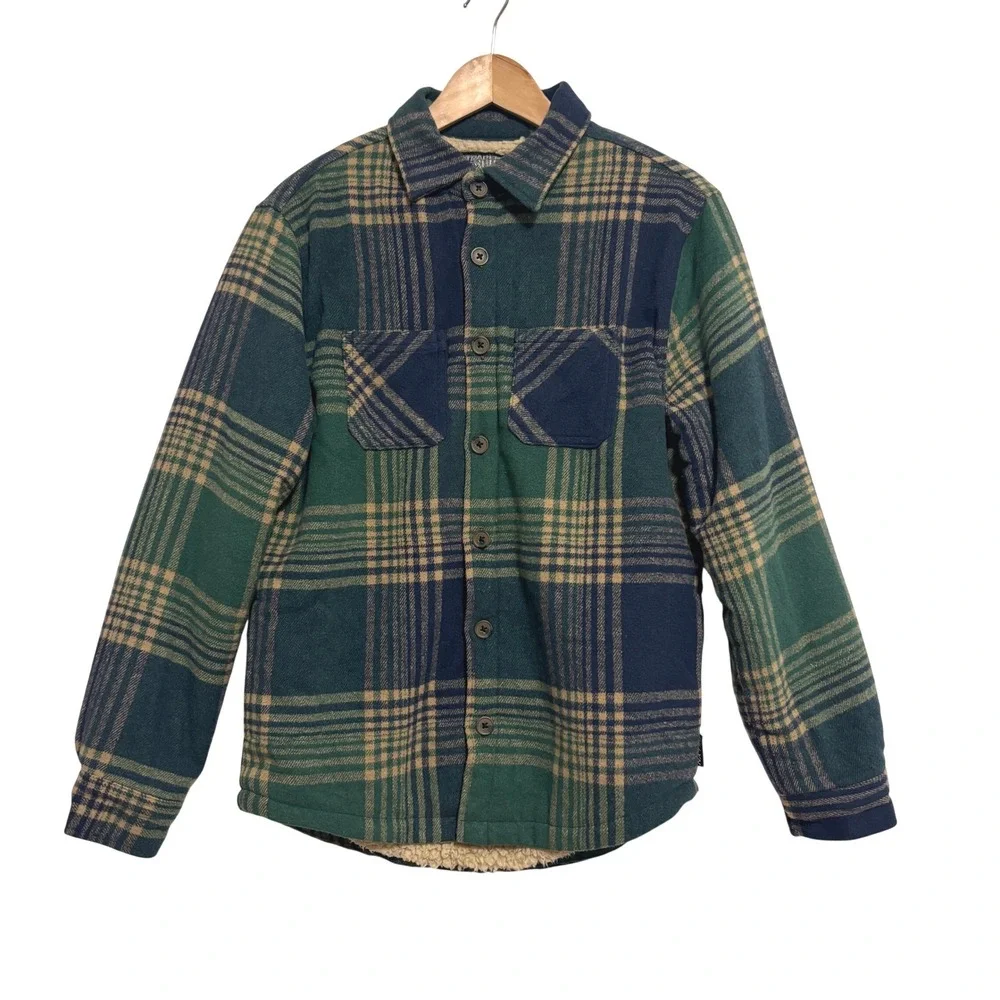 Brooklyn Cloth Flannel Shirt Jacket Mens S Plaid Sherpa Lined Shacket Outdoor